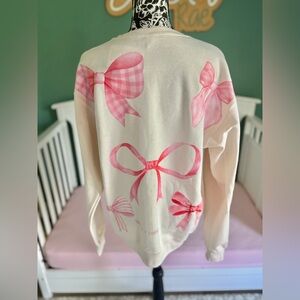 Quotes + Cotton medium relaxed fit coquette bow fleece pullover